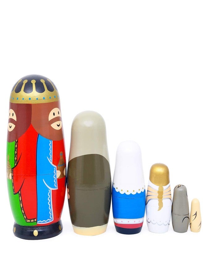 Moonmo - Nesting Doll Holy Family -The Nativity Family Wooden Nesting Dolls Matryoshka Nativity Figurines-Set of 5 Dolls (Brown) - Image 4